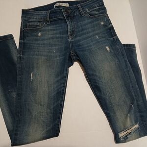 Zara Basic Dept Z1975 Skinny  Distressed Zip  Denim Jeans Size 4 ....PRE- OWNED